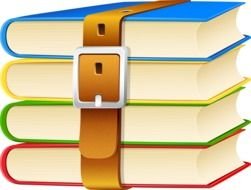 books in a brown belt as a picture for clipart