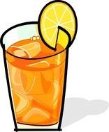 orange drink with ice as a graphic image