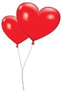 two red heart form Balloons