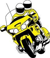 Cartoon two Harley Riders on the bike clipart