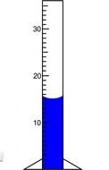 graduated cylinder with blue liquid