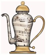 Vintage music teapot clipart
