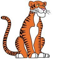 siting Tiger with white breast, drawing