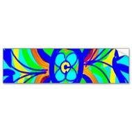 Abstract Butterfly Flower Kids Doodle Teal Lime Bumper Sticker