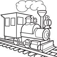 Black and white drawing of the train clipart