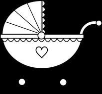 Colorable Baby Carriage Drawing Pinterest