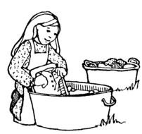 Girl in Folding Laundry drawing