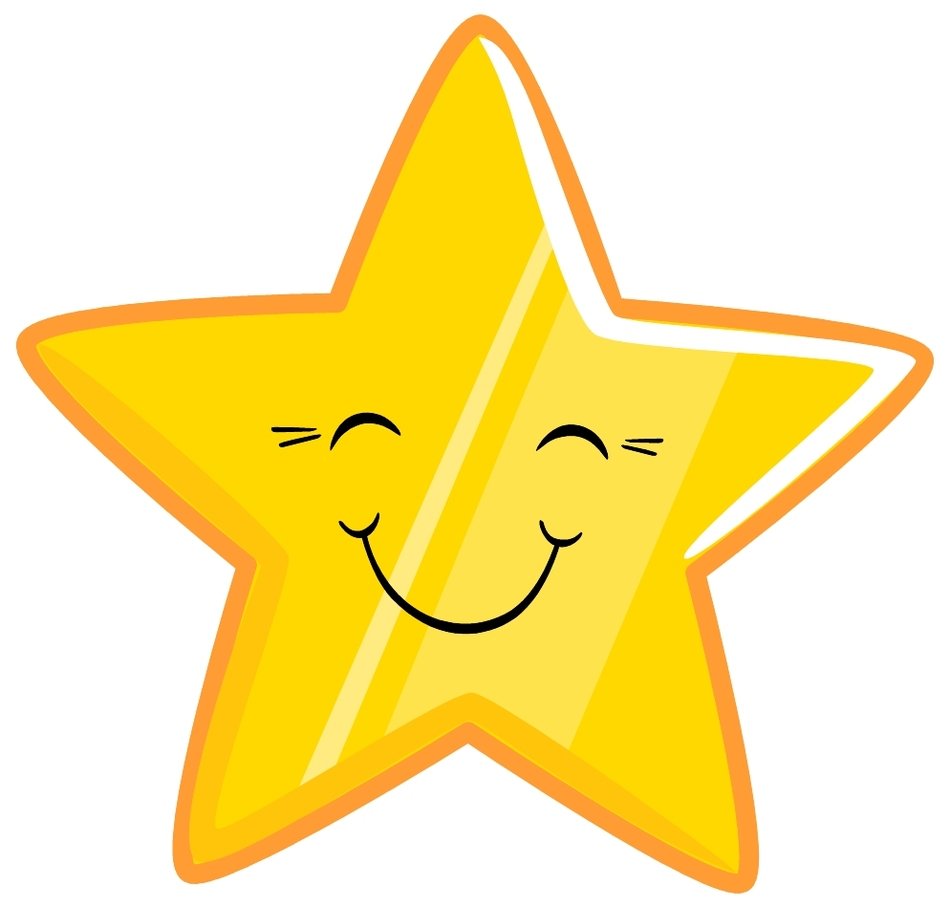Happy yellow five point star, smiley