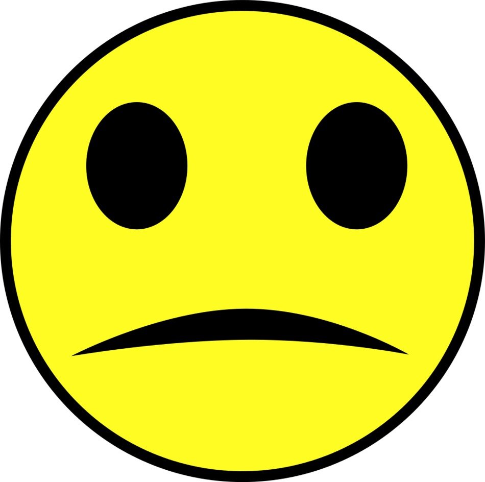 sad smiley with black eyes on a white background