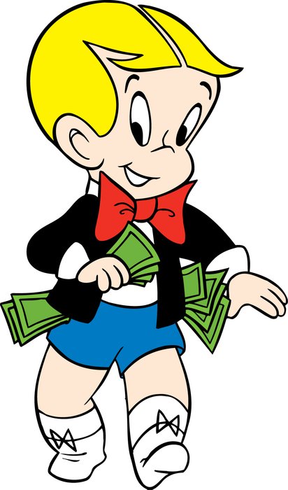 cartoon boy with bundle of notes