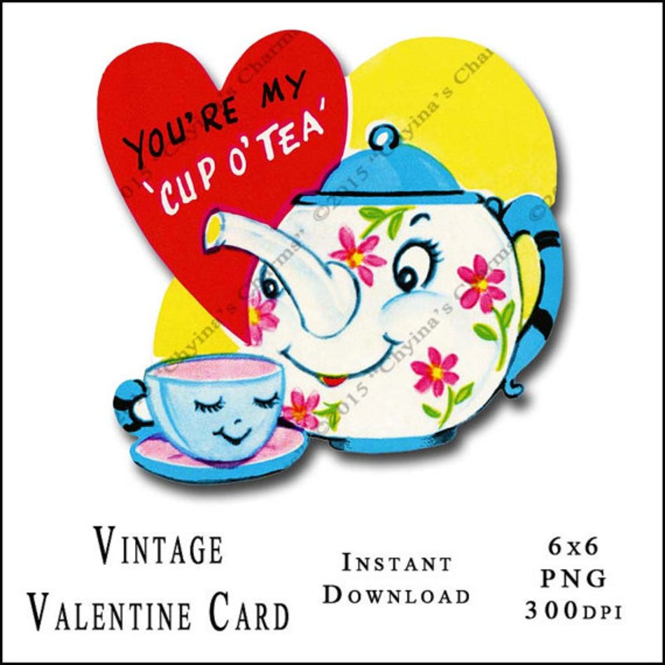 Victorian Valentine Card Old Fashion Cup Of By Distinctlydigital