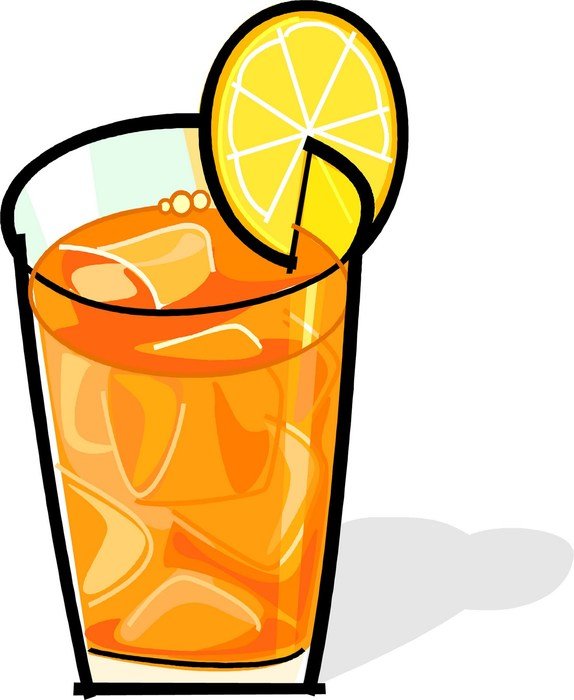 orange drink with ice as a graphic image