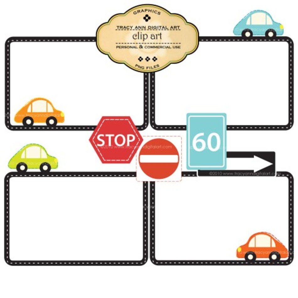 Car Set Frames Cars Signs Tracyanndigitalart