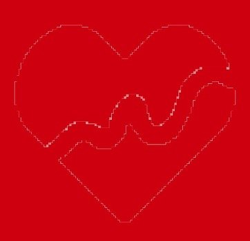 red heart in square drawing