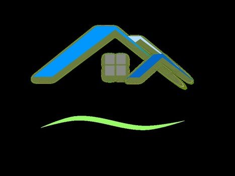 house in the mountains on a black background