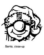 black and white drawing of Santa