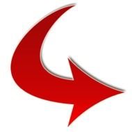 Red Arrow Curved Downright