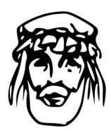 male head in hat, outline