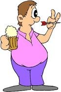 cartoon man with beer and dart