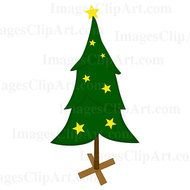 Christmas Tree With Stars Wooden Stand Original