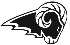painted black and white ram head