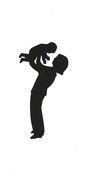 silhouette of mom with a baby in her arms on a white background