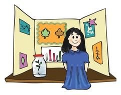 cartoon girl in blue dress