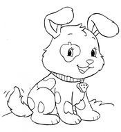 black and white drawing of a puppy for coloring
