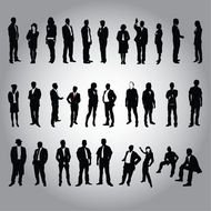 businessmen silhouettes on gray background