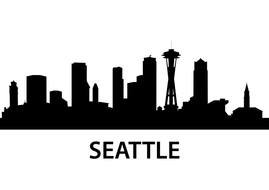 Clipart of Seattle City Skyline Silhouette