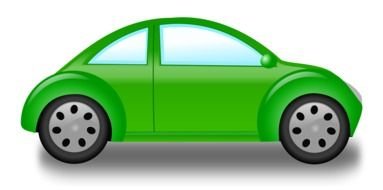 painted little green car on a white background