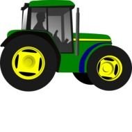 painted green tractor with driver