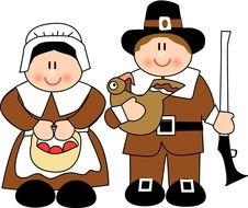 Clip Art of the man and woman and Thanksgiving day