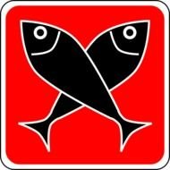 drawn two black crossed fish