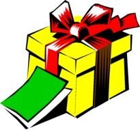 drawing of a yellow box with a gift