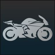 white silhouette of a motorcycle on a black background