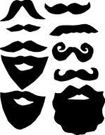 Black and white drawings of the beards clipart
