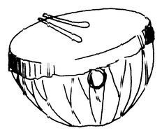 drawn musical drum in coloring book