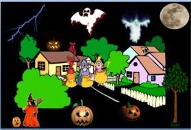 painted Halloween celebration in the countryside