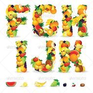 Colorful Letters From Fruits Vector Food Objects N2