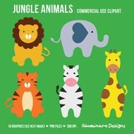 Jungle Animal Cute Elephant Lion Giraffe Tiger And Zebra