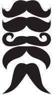 Black and white drawings of the mustaches clipart
