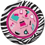 Pink Zebra Icon Round Lunch Plates 8 At Birthday Direct