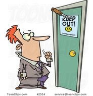 Business Man At A Door With Keep Out Sign 2554 By Ron Leishman