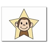 Cute Cartoon Monkey With Grin Smile Star Postcard Zazzle