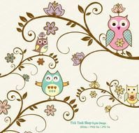 Clip Art With Trees Oriental Style Tree And Owl Set 6 Inch