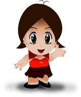 cartoon girl in a red blouse
