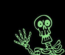 green skeleton on a black background for halloween