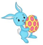 Clipart of Blue Bunny with Easter egg
