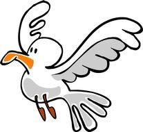 clipart of the flying white seagull